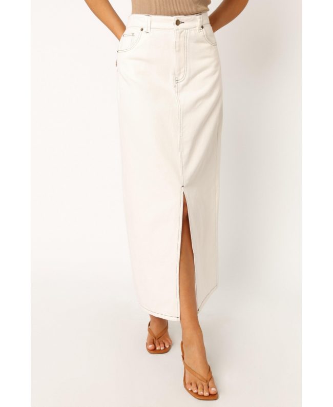 Women's Rana Denim Midi Skirt - White - White