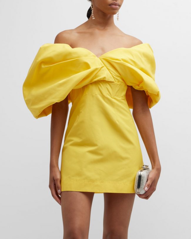 Xavier Off-the-Shoulder Puff-Sleeve Mini Dress