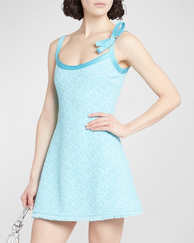 x Dua Lipa Jacquard Sponge Mini Dress with Embossed Logo