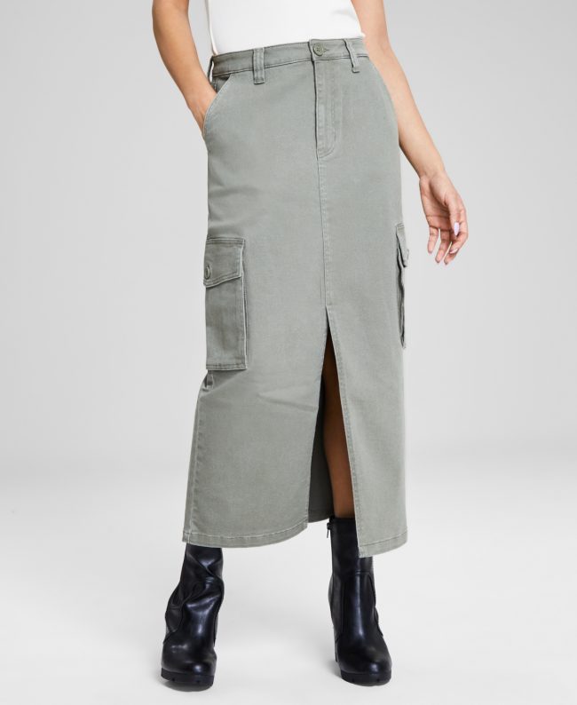 And Now This Women's Cargo Maxi Skirt, Created for Macy's - Crushed Oregano