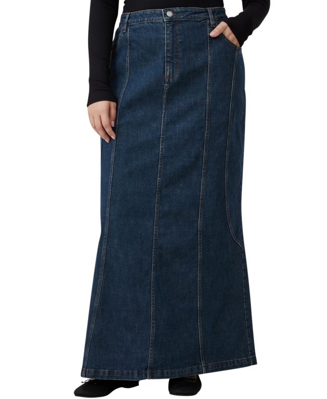 Cotton On Women's Panel Flare Denim Maxi Skirt - Mistic Blue