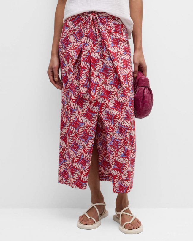 Ines Abstract-Print Faux-Wrap Maxi Skirt
