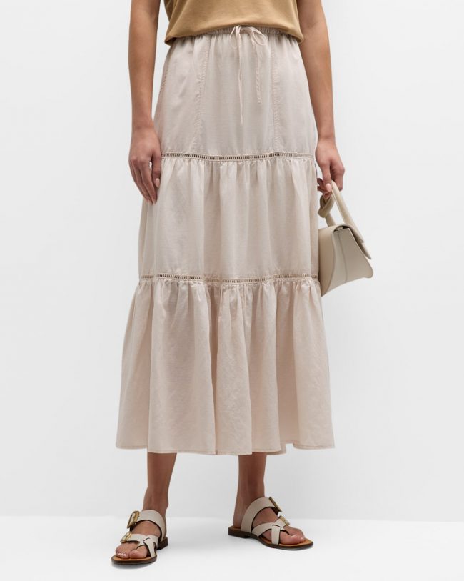 Jacqueline Tiered Linen-Blend Maxi Skirt