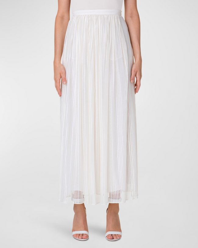 Pleated Lace Maxi Skirt