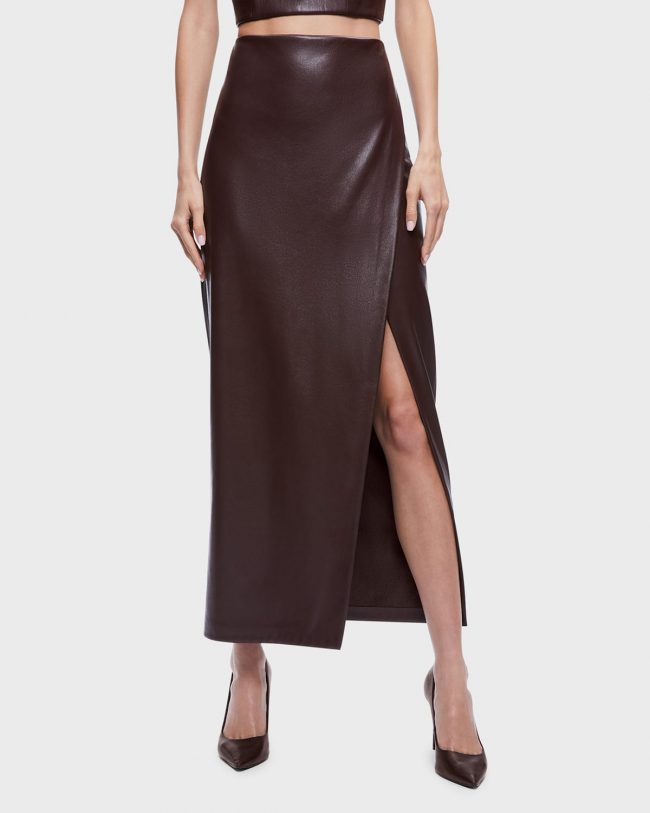 Siobhan Vegan Leather Wrap Maxi Skirt