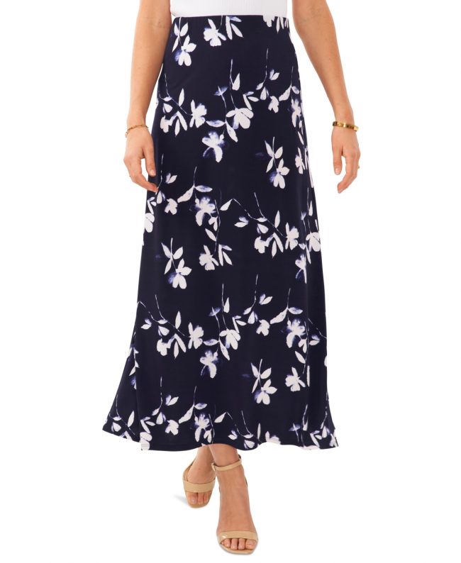 Vince Camuto Women's Printed Pull-On Maxi Skirt - Classic Navy